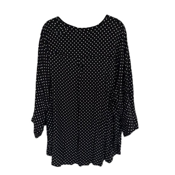 Torrid 4X BLACK and WHITE Polka Dot Harper 3/4 Sleeve Plus Size Top Blouse Tunic - Picture 2 of 14